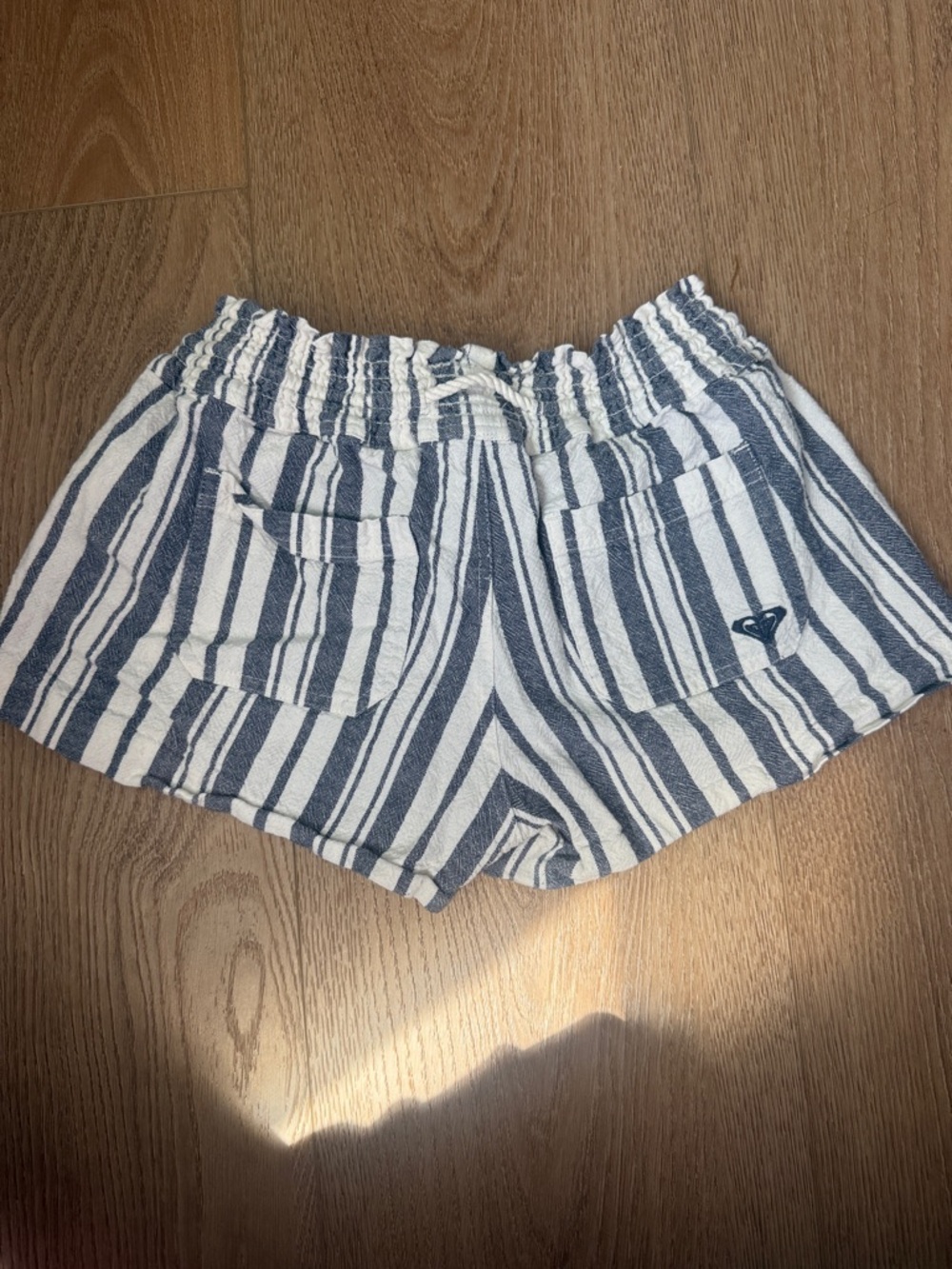 Roxy Navy and White Striped Drawstring Athletic Shorts - Picture 3 of 3